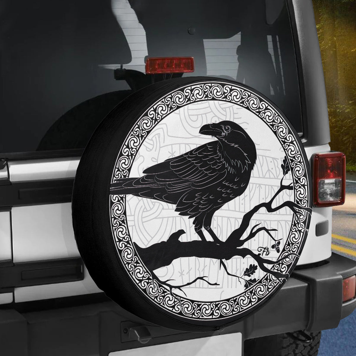 Petthouse | The Black Crow Cover An Oak Tree Cover Raven Art Wrap Car Tire Cover Car Decorate