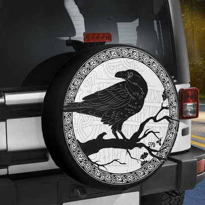 Petthouse | The Black Crow Cover An Oak Tree Cover Raven Art Wrap Car Tire Cover Car Decorate