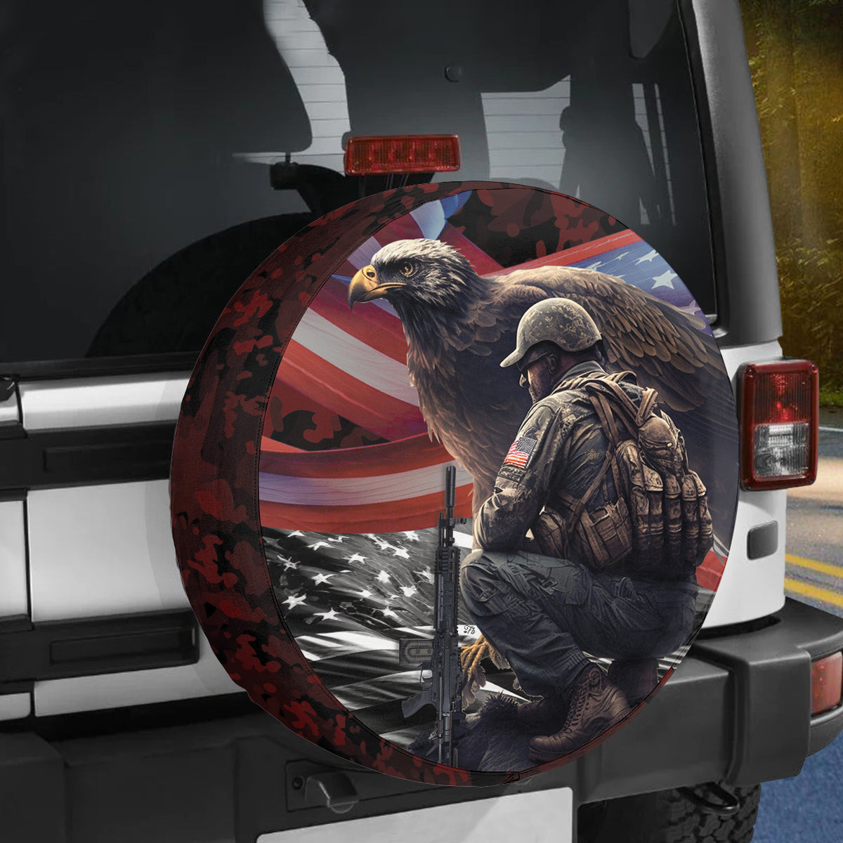 Petthouse | Eagle American Flag Veteran Spare Tire Cover American Patriot Independence Day Wheel Cover