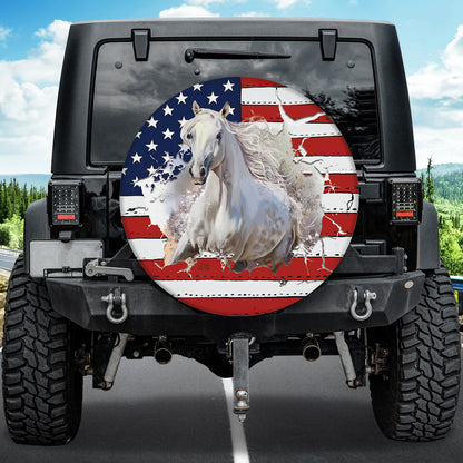 Petthouse | White Horse Spare Tire Cover Horse Usa Flag Independence Day Spare Wheel Cover Car Accessories