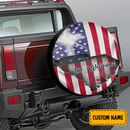 Petthouse | Customized Tire Cover America Jesus Cross Tire Cover America Flag Tire Wrap Car Decoration