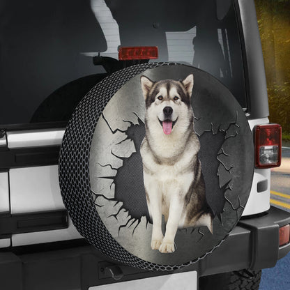 Petthouse | Spare Wheel Cover Alaskan Malamute Universal Fit Truck Spare Tire Husky Dad Humourous Car Decor