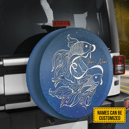 Petthouse | Customized Tire Cover Fish Sketch Wrap Couple Fish Cover Love Fish Cover Car Decoration