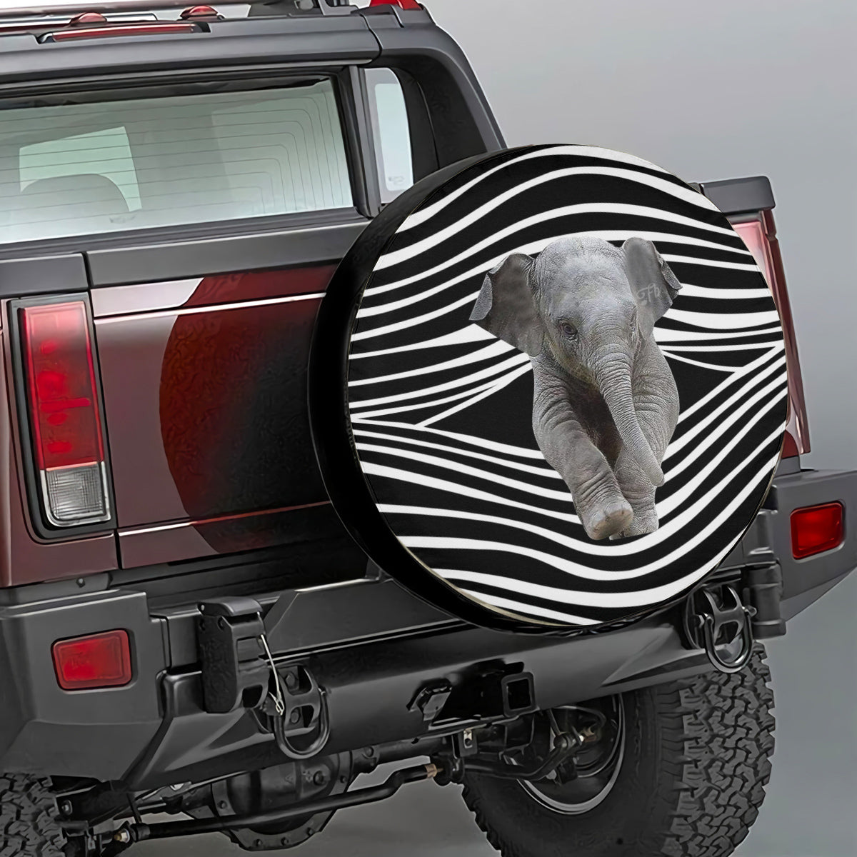 Petthouse | Elephant Stripes Pattern Spare Tire Cover Elephant Lover Gift Car Decor