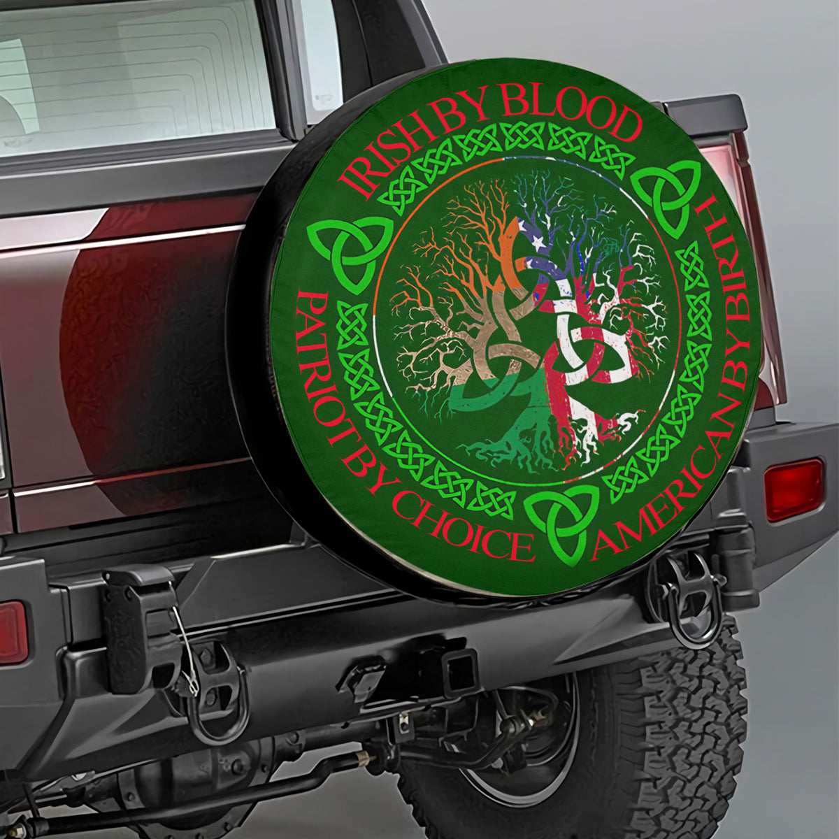 Petthouse | American By Birth Tire Cover World Tree Spare Tire Cover Irish By Blood Wrap Car Decoration