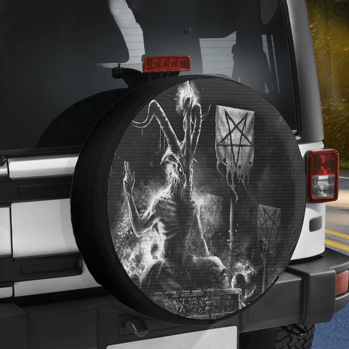 Petthouse | Satan Spare Tire Cover Satanism Tire Cover Devil Tire Wrap Baphomet Spare Tire Cover For Christian