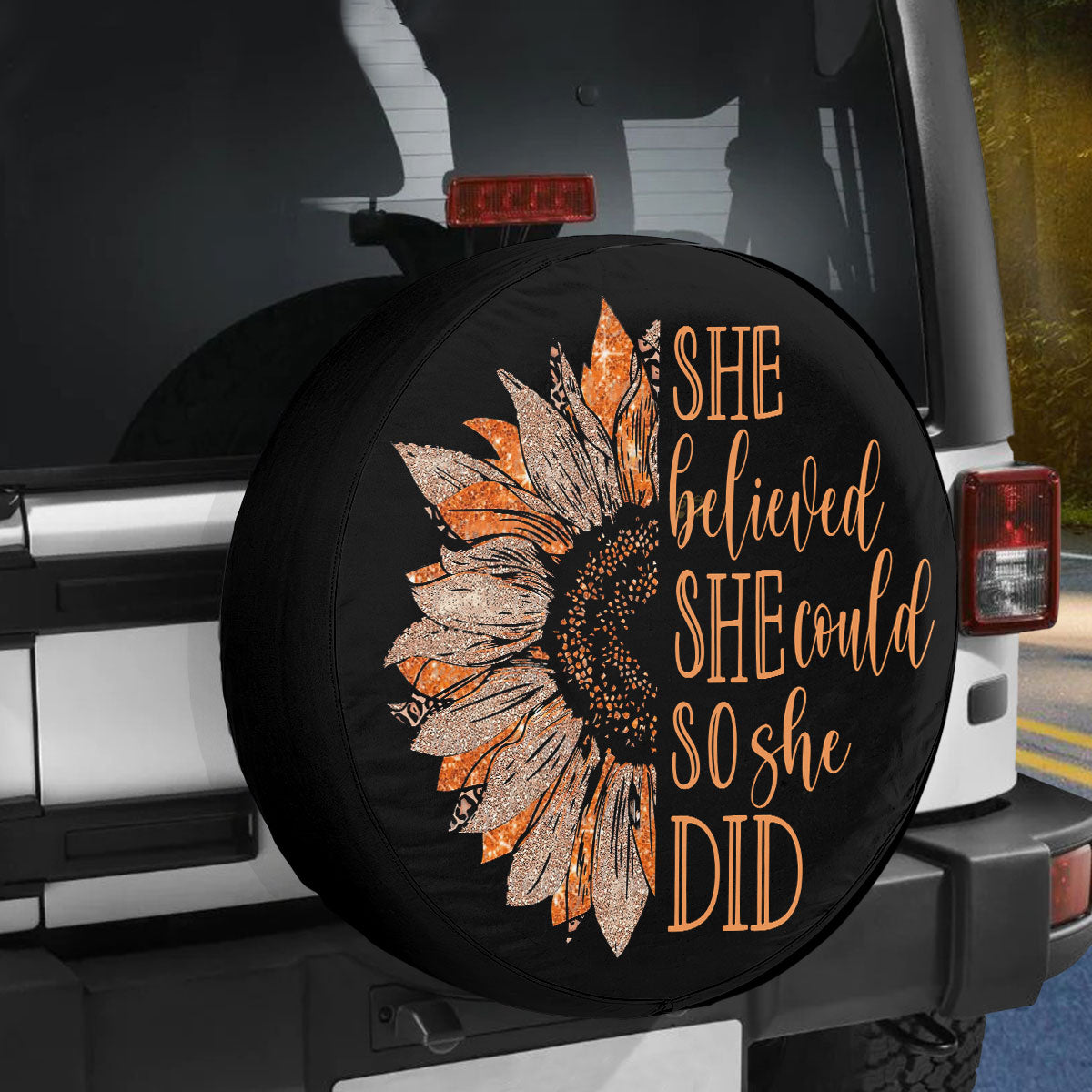 Petthouse | Sunflower Tire Protector She Believed She Could Spare Tire Cover New Car Gift Car Accessory