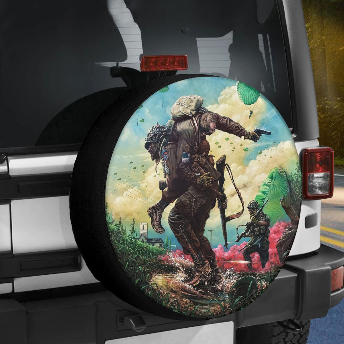 Petthouse | American Veteran Memorial Day Spare Tire Cover Soldier Military Truck Decor Grandpa Daddy Gift