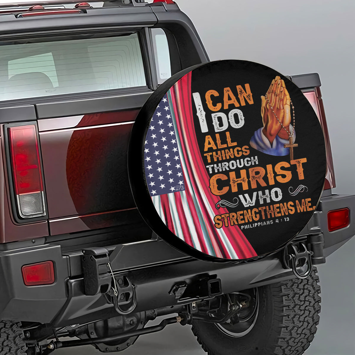 Petthouse | Hand Prayers Spare Tire Cover I Can Do All Things Through Christ Wheel Cover Decor Car