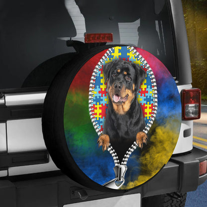 Petthouse | Rottweiler Dog Spare Tire Cover For Autism Awareness Dog-themed Car Accessories Autism Support