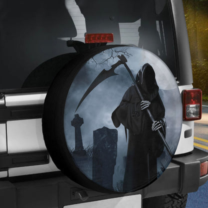 Petthouse | The Death Dark Skull Spare Tire Cover Halloween's Day Decor Truck Decoration October 31th Gift