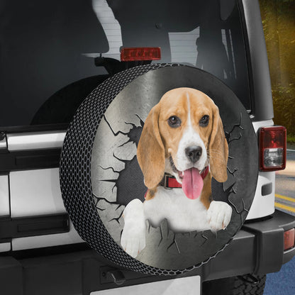 Petthouse | Beagle Peeking Out Crack Hole Spare Tire Cover Beagle Dog Dad Wheel Cover Father's Day Dog Daddy