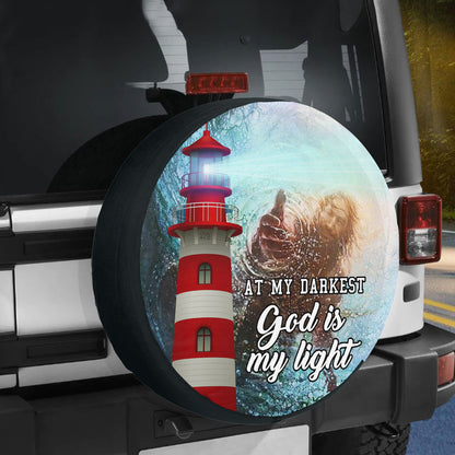 Petthouse | Christian Tire Cover At My Darkest God Is My Light Wheel Cover Religious Quotes Car Accessories