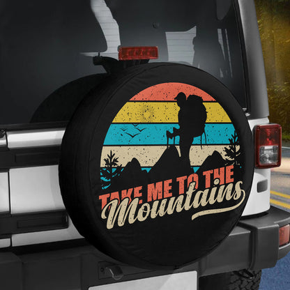 Petthouse | Take Me To The Mountain Tire Cover Camping Spare Tire Cover Retro Art Wheel Cover Car Accessories