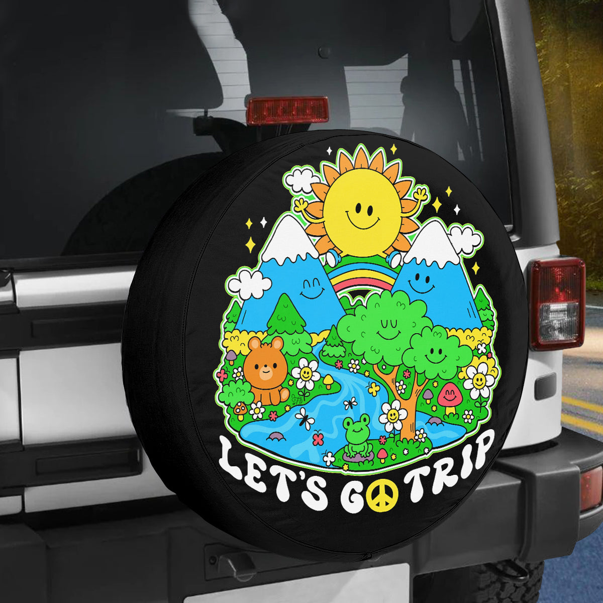 Petthouse | Hippie Tire Covers Let's Go Trip Cute Spare Tire Cover Trippy Tire Cover Hippie Cute Art