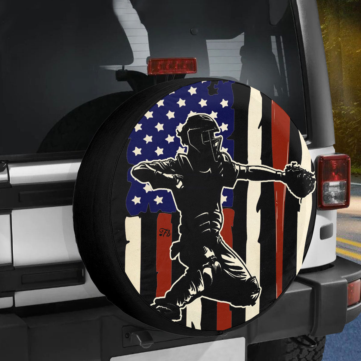 Petthouse | Baseball Spare Tire Cover Baseball Player Tire Wrap American Football Tire Cover Car Decoration