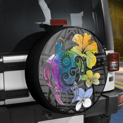 Petthouse | Polynesian Turtle Hibiscus Spare Tire Cover Summer Vibes Sea Turtle Truck Decoration