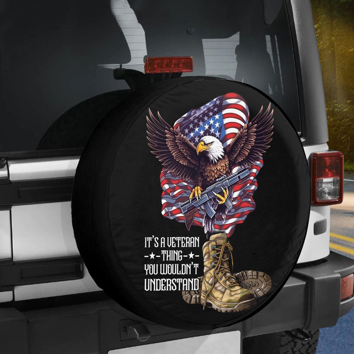 Petthouse | American Veteran Memorial Day Spare Tire Cover Soldier Military Truck Decor Veteran's Day Decor