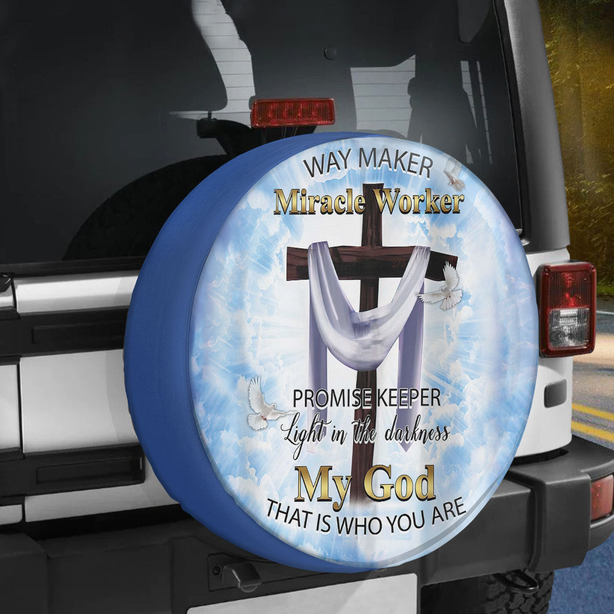 Petthouse | Cross Spare Tire Cover Jesus Way Maker Custom Tire Cover Gifts For Christians