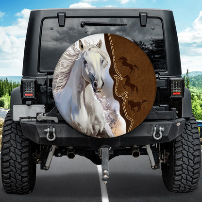 Petthouse | Beautiful White Horse Spare Tire Cover Horse Lover Gift Horse Cowboy Cowgirl Gift