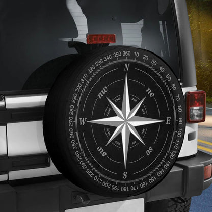 Petthouse | Compass Rose Black Spare Tire Cover Wheel Covers Accessories Spare Wheel Cover Truck Decoration