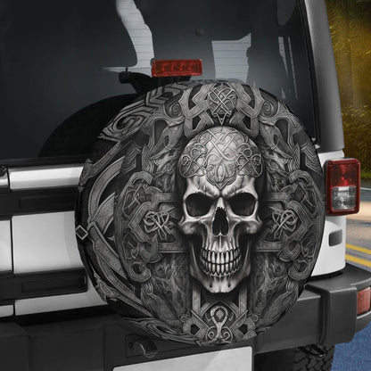 Petthouse | Dark Skull Halloween Spare Tire Cover Happy Halloween's Day October 31th Truck Decoration