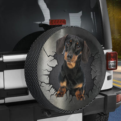 Petthouse | Black Dachshund Puppy Dog Spare Tire Cover Dog Tire Protector Dog Lover Wheel Cover