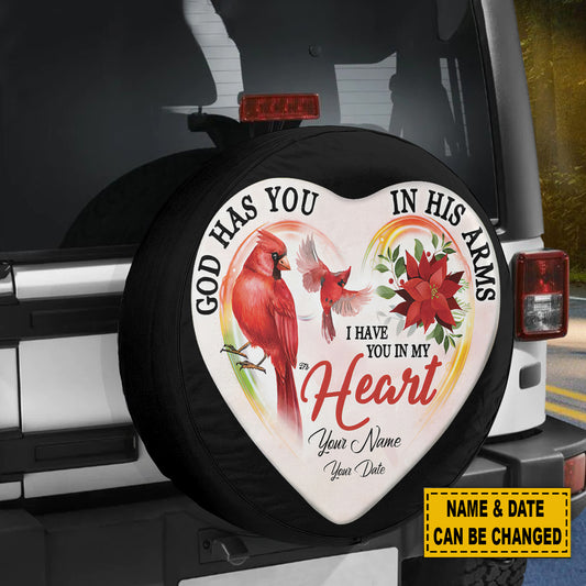 Petthouse | Customized Tire Cover God Has You In His Arms Cover Cardinals Tire Cover Red Floral Cover Decor