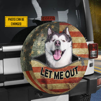 Petthouse | Alaskan Malamute Peeking Out Zipper Tire Protector Customizable Dog's Photo Canvas Tire