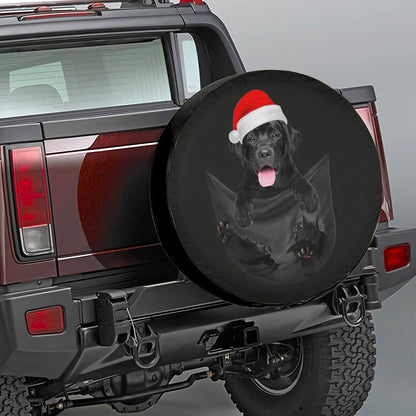 Petthouse | Black Retriever In Pocket Car Accessories, Santa Retriever Christmas Tire Wrap, Pet Lover