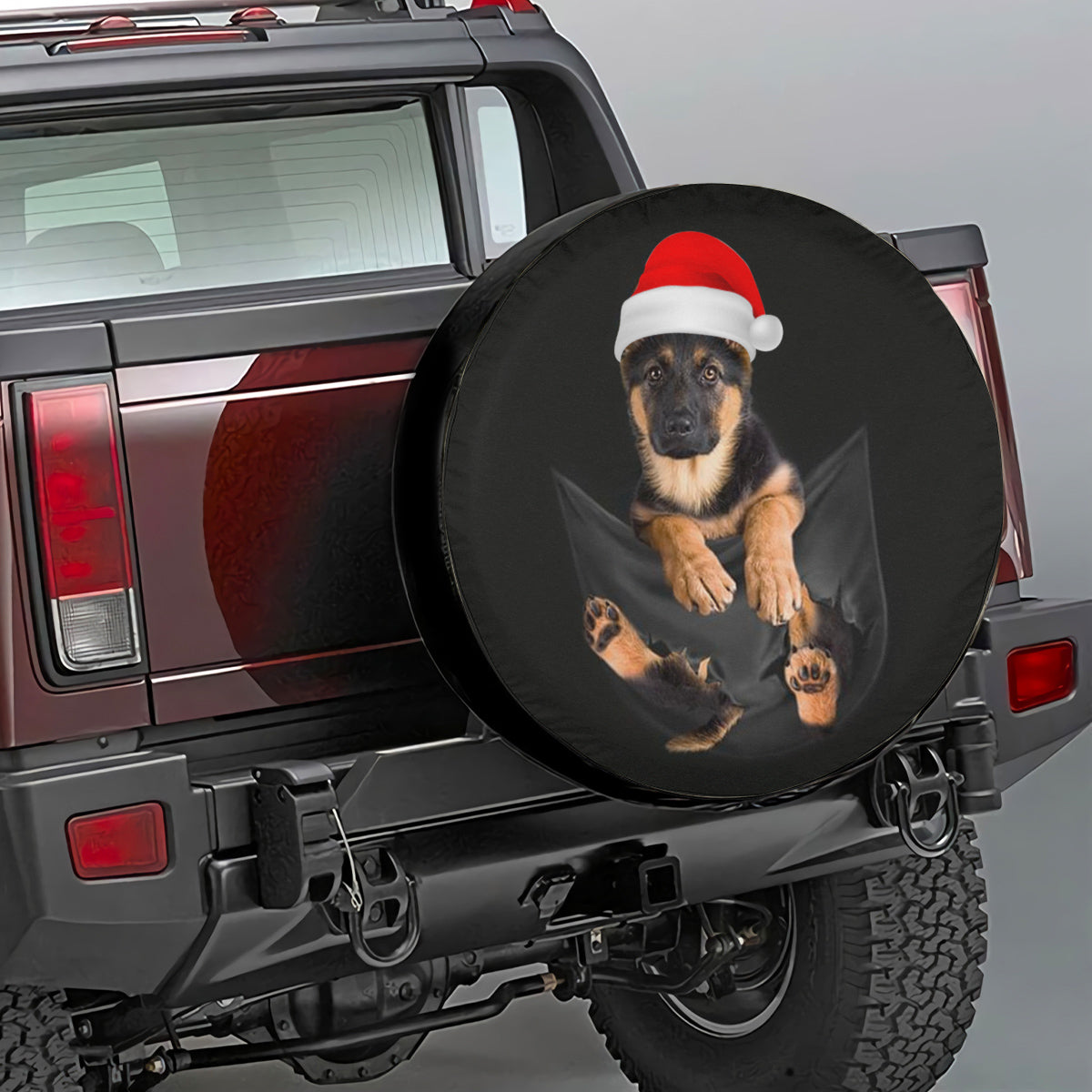 Petthouse | German Shepherd Pocket Wheel Cover, Santa Hat Shepherd Car Accessories, Puppy Lover