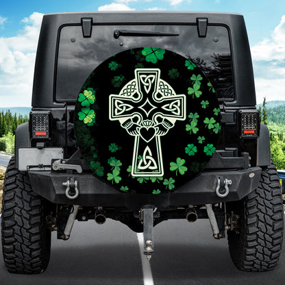 Petthouse | Irish Celtic Cross Shamrock Spare Tire Cover St Patricks Day Gift Decor Car