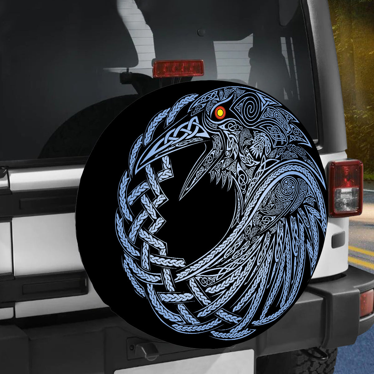 Petthouse | Viking Raven Pattern Spare Tire Cover Scandinavian Pattern Tire Cover Car Decoration