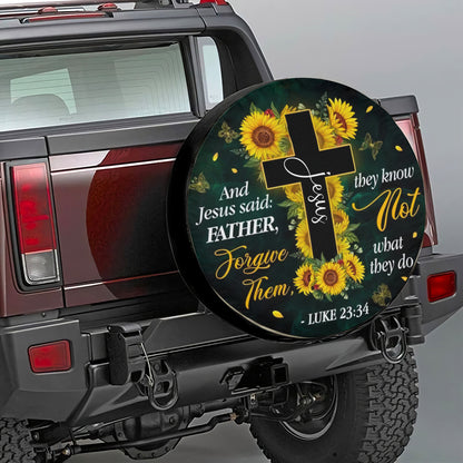 Petthouse | Christ Cross Tire Cover Sunflower Cross Cover Jesus Said Tire Cover Car Decoration