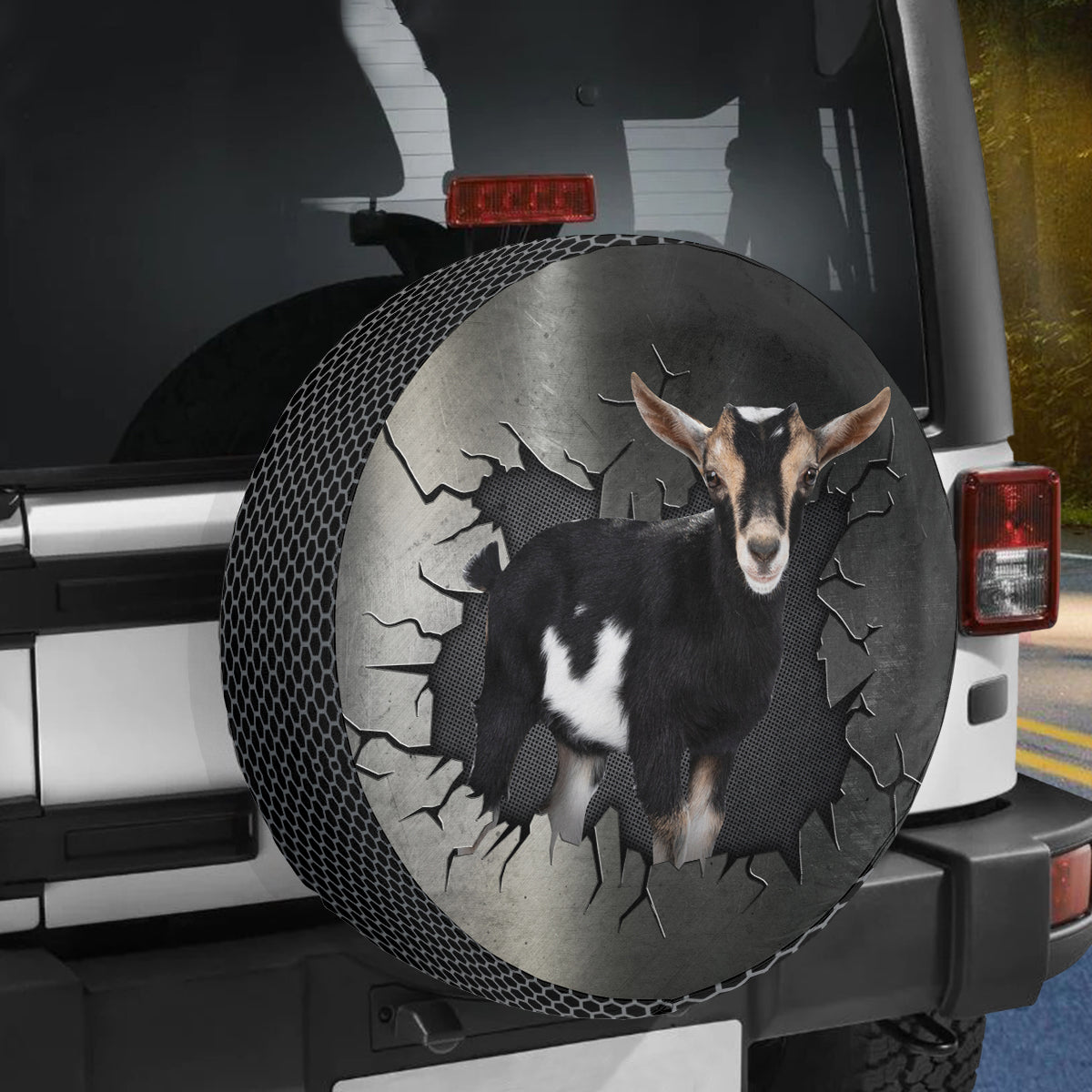 Petthouse | Black Baby Goat Durable Tire Protector Farm Animal Inside Crack Truck Cover Farmer Fun Car Decor