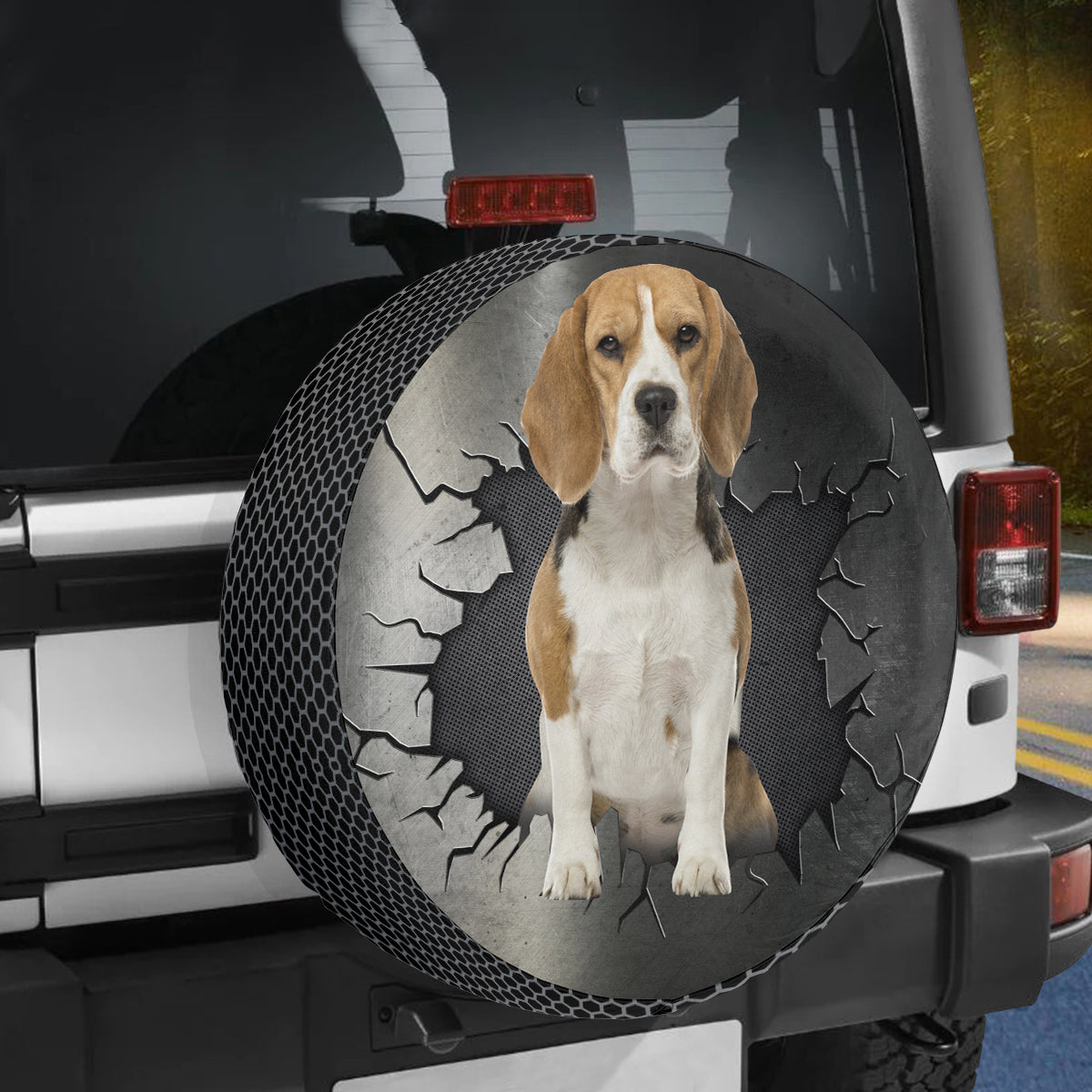 Petthouse | Beagle Spare Wheel Cover Dog Peek Out Crack Hole Tire Protector Dog Lover Gift Fun Car Decor