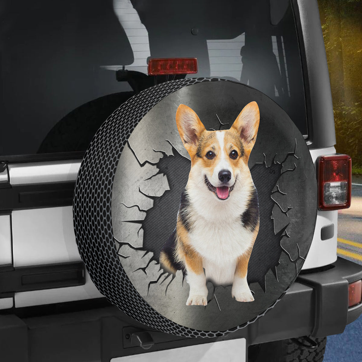 Petthouse | Corgi Cute Dog Spare Tire Cover Dog Paw Print Camper Wheel Cover Dog Dad Waterproof Tire