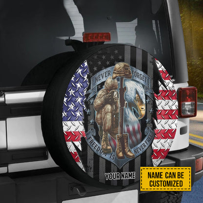 Petthouse | Customized Veteran Eagle America Flag Steel Pattern Spare Tire Cover Veteran Never Forget Freedom