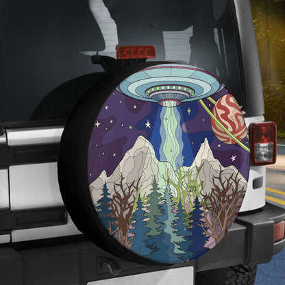 Petthouse | Space Ufo Alien Magic Spare Tire Cover Mountain Landscape Truck Decoration Space Lovers Gift