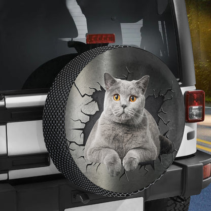 Petthouse | British Shorthair Cat Tire Protector Lying Fat Cat Wheel Tire Covers With Crack Hole Fun