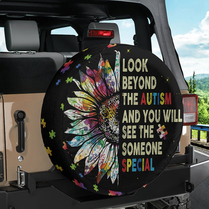 Petthouse | Sunflower Colorful Universal Spare Tire Cover Autism Awareness Canvas Tire Autism Special