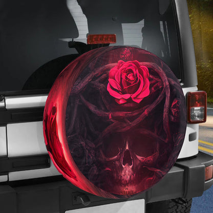 Petthouse | Skull Rose Spare Tire Cover Skull Tire Cover Hippie Spare Tire Cover Roses Tire Wrap Car Decorf