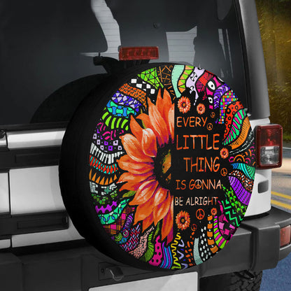 Petthouse | Sunflower Hippie Peace Spare Tire Cover Every Little Thing Is Gonna Be Alright Truck Decor