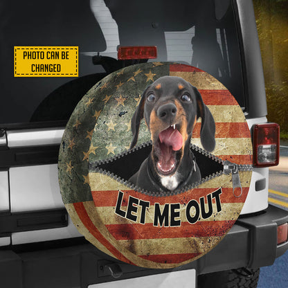 Petthouse | Customizable Dogs Photo Tire Protector Dachshund Vintage Usa Flag Universal Spare Tire Cover