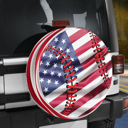 Petthouse | Baseball American Flag Spare Tire Cover Baseball Sports Wheel Cover Baseball Player Gift Son Gift