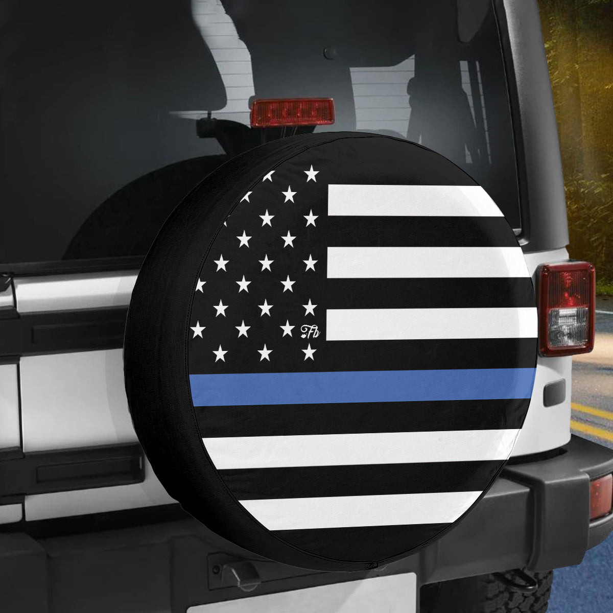 Petthouse | Thin Blue Line American Spare Tire Cover, Law Enforcement Police Dad Truck Decor