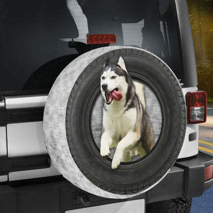 Petthouse | Husky Siberian Running Dog Funny Spare Tire Cover Wheel Cover Protector Car Tire Covers