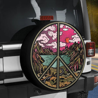 Petthouse | Hippie Peace Mountains Landscape Spare Tire Cover Truck Decoration New Car Gift