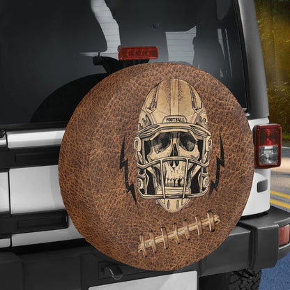 Petthouse | Football Spare Tire Cover Gothic Skull Art Cool Footballer Tire Cover Horror Style Car Decoration