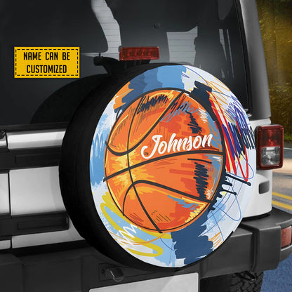 Petthouse | Custom Spare Tire Cover Basketball Colorful Tire Cover Spare Wheel Cover Truck Trailer Accessory